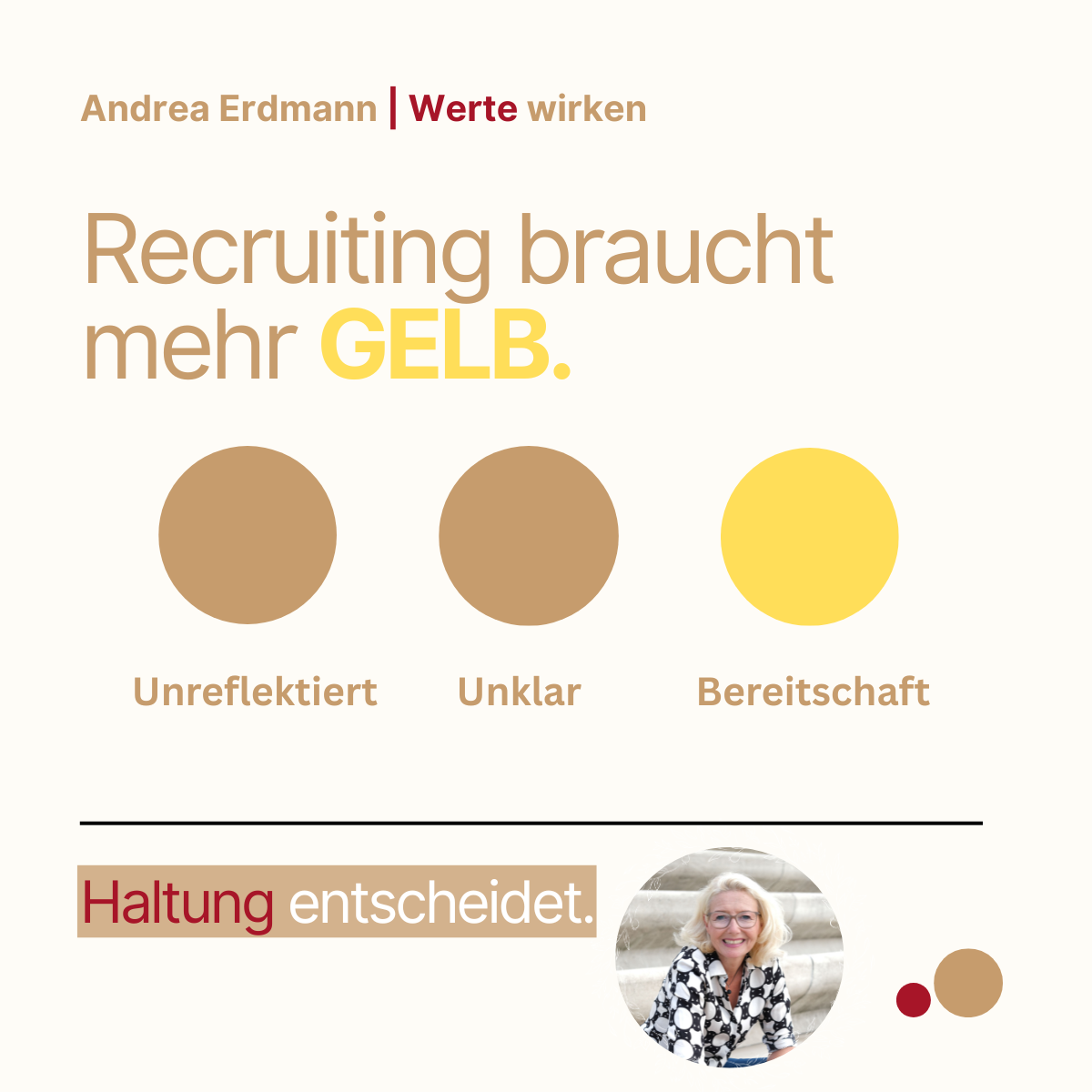 Grafik mit dem Begriff Recruiting braucht mehr Gelb um zu verdeutlichen dass nur Bereitschaft zu Erfolg im Recruiting führt